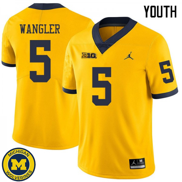 Youth University of Michigan #5 Jared Wangler Yellow Jordan Brand High School Jersey